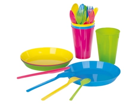 Vajilla Completa Reutilizable Set de 24 Piezas Colores Vivos TIENDA EURASIA
