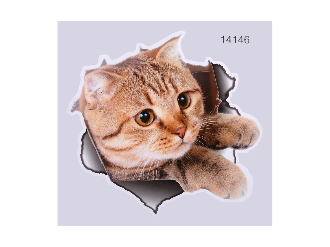 Pegatinas de pared de animales 3D para asiento de inodoro de baño, vinilo impermeable de gato 2