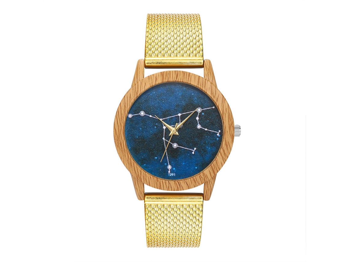Reloj De Muñeca De Cuarzo Con Cinturón De Silicona Zhoulianfa Constellation Fashion Oro