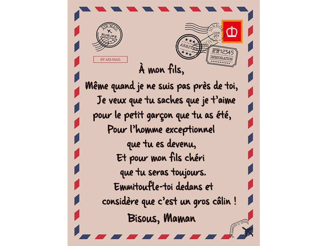 Manta De Franela Suave Con Letras Francesas Para Hijo E Hija, Manta Cálida De Invierno.