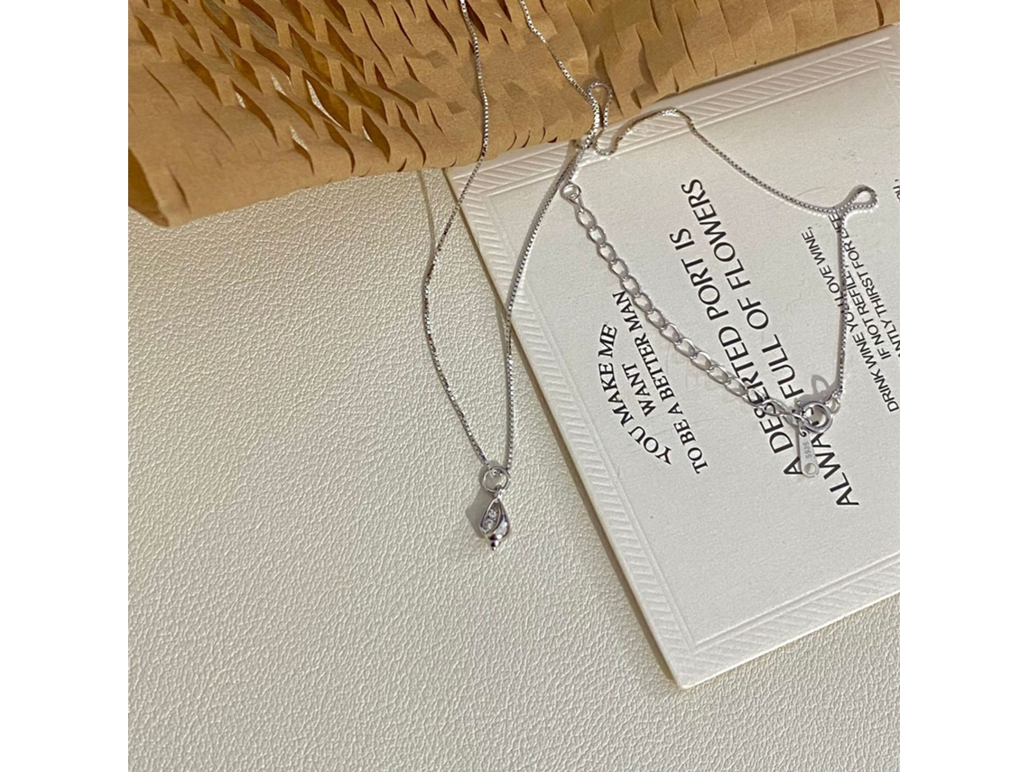 (oro Blanco) Collar De Plata De Ley 925 Con Sonido Del Océano Y Colgante De Caracola Con Diamantes Brillantes, Mini, Exquisito Y Elegante.