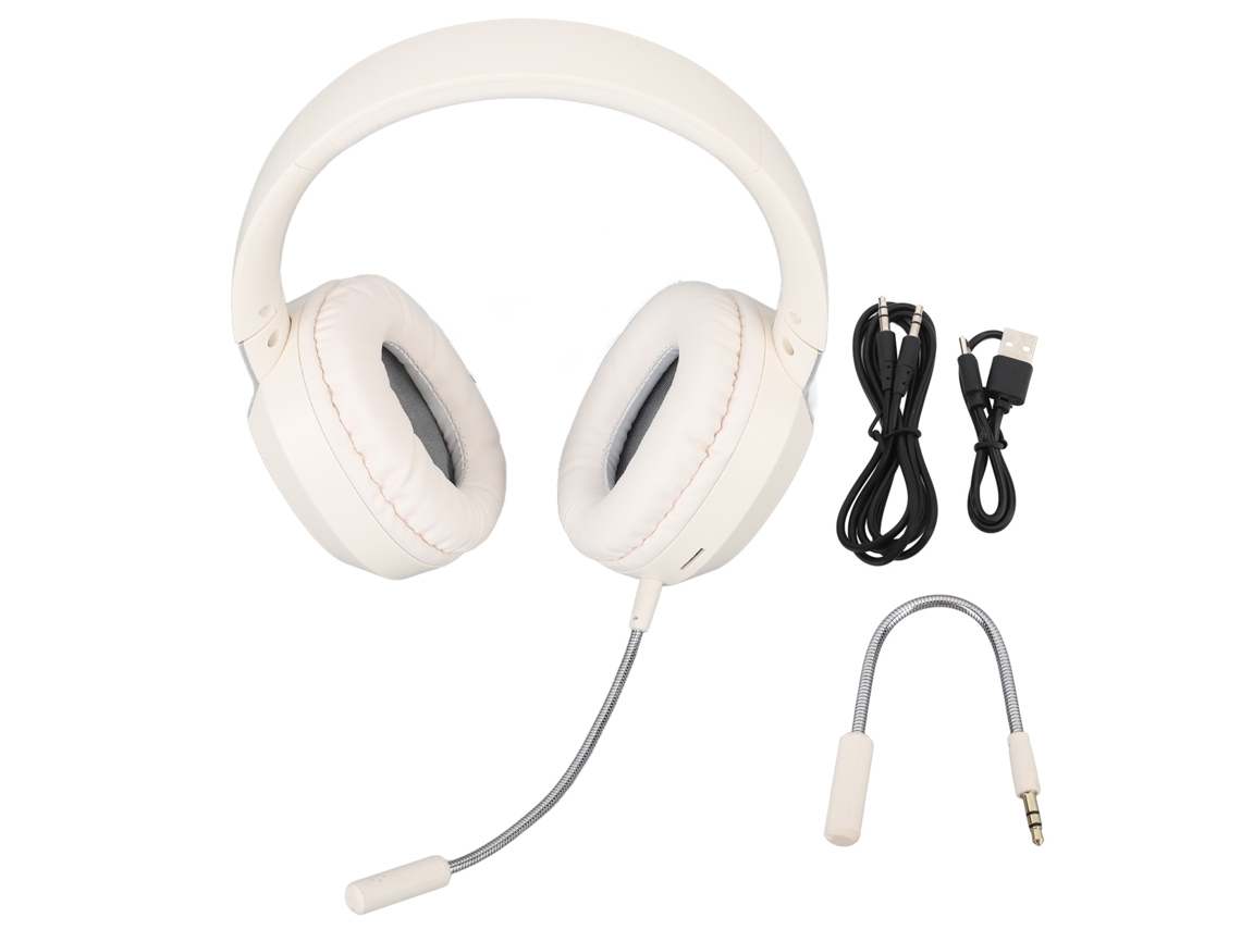 Auriculares Inalámbricos Bluetooth Para Juegos Con Cancelación De Ruido, Almohadillas Suaves Para Los Oídos, Micrófono Desmontable, Color Beige.