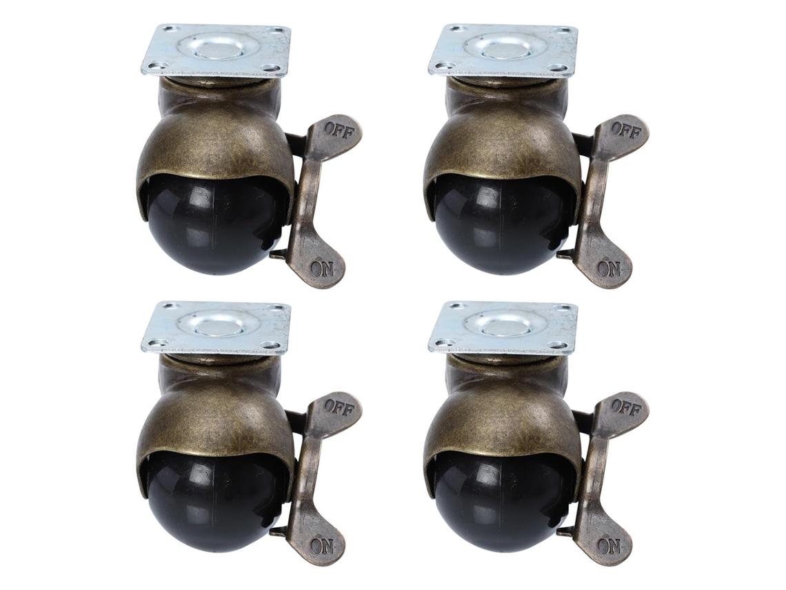 4 Ruedas Giratorias De Acero De 3,8 Cm Con Freno Para Muebles.