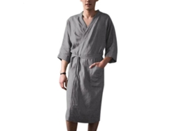 Bata De Baño Para Hombre Algodón Manga 3/4 Pijama Ropa De Dormir Jrc M Gris