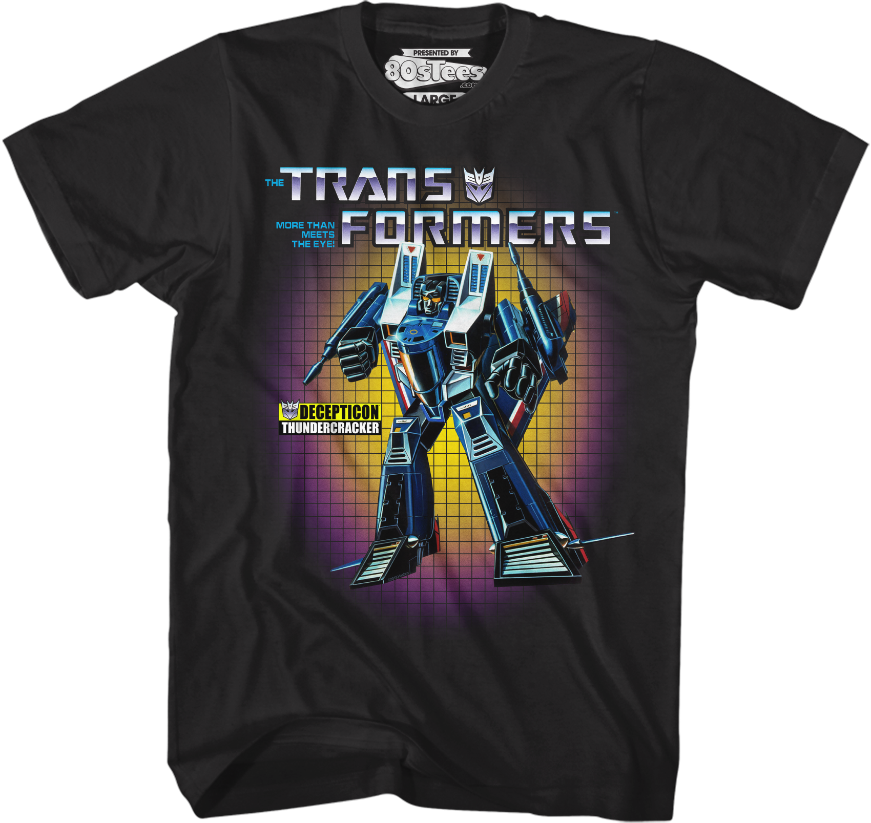 Camisetas Unisex DEEPSTONE Box Art Thundercracker Transformers Negro (S)