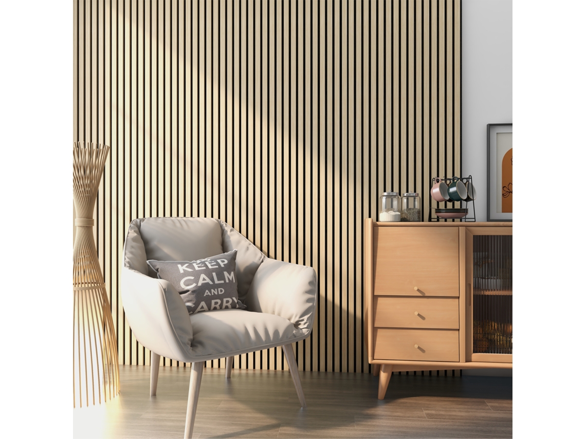 Set de 4x paneles de pared Vang acústico en MDF y fieltro 120 x 60 x 2 cm (2,88 m²) - Roble  [NEU.HOLZ]
