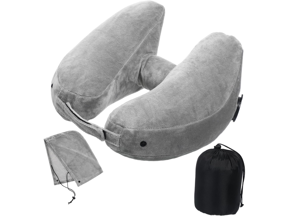 Almohada De Viaje Inflable Con Capucha, Soporte Ajustable Para El Cuello, Cojín Portátil En Forma De U Para Avión.
