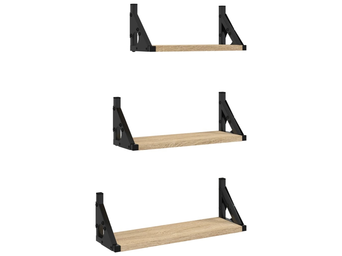 Maison Exclusive - Estantes De Pared 3 Pzas Madera De Ingeniería Roble Sonoma