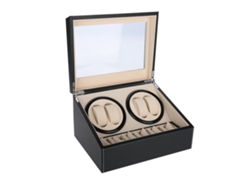Caja enrolladora para 4 relojes automáticos, con 6 compartimentos.