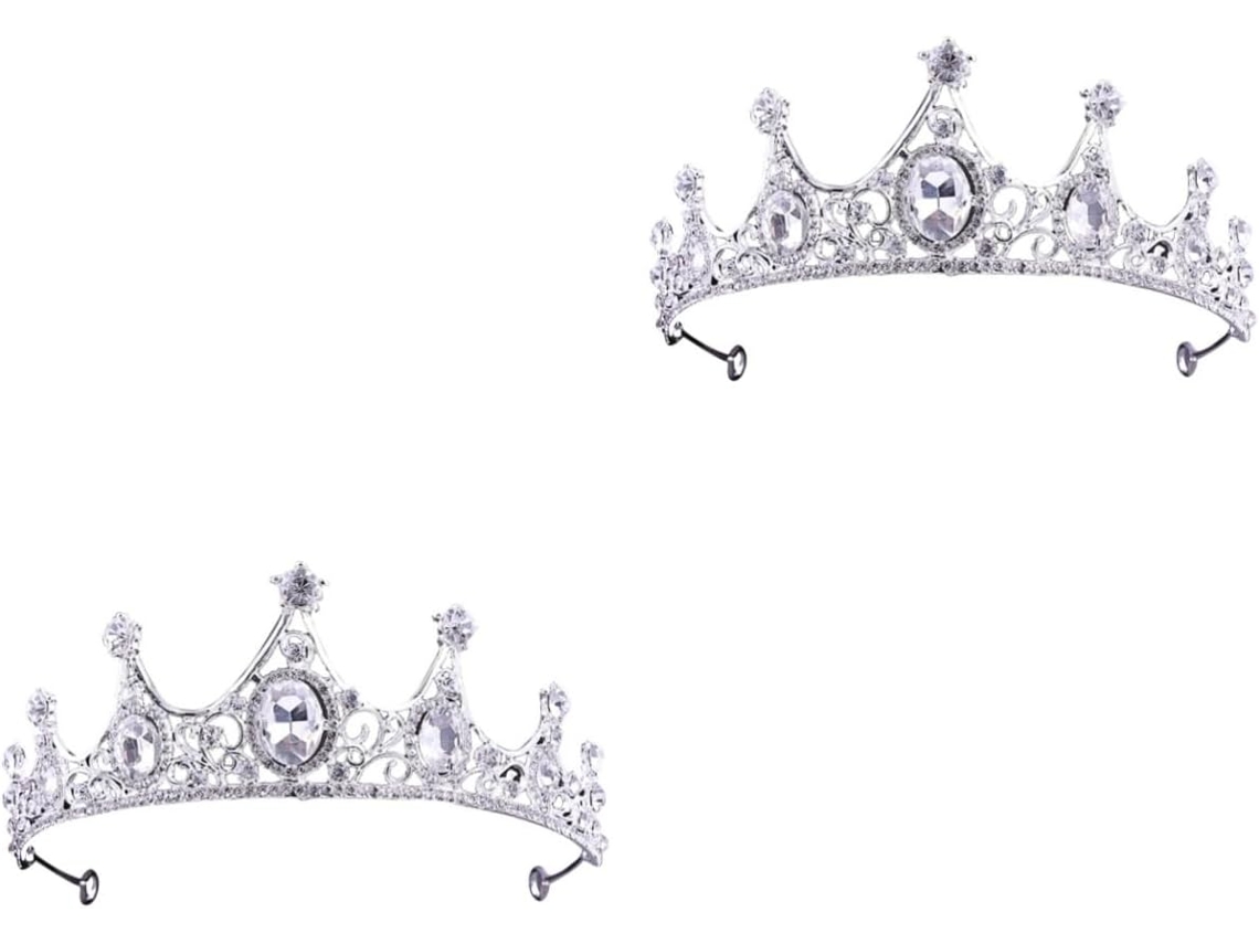 Corona Nupcial De 2 Piezas Con Diamantes De Imitación, Tiara Elegante Para Eventos Especiales.