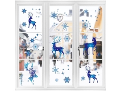 198 Pegatinas Navideñas Reutilizables Para Ventanas Con Renos Y Copos De Nieve Electrostáticos.