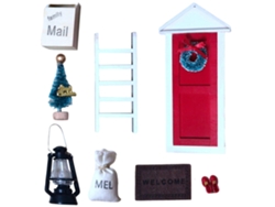 Juego De Accesorios En Miniatura Para Casa De Muñecas: Árbol De Navidad Decorativo De Madera, Escalera Y Gnomo.
