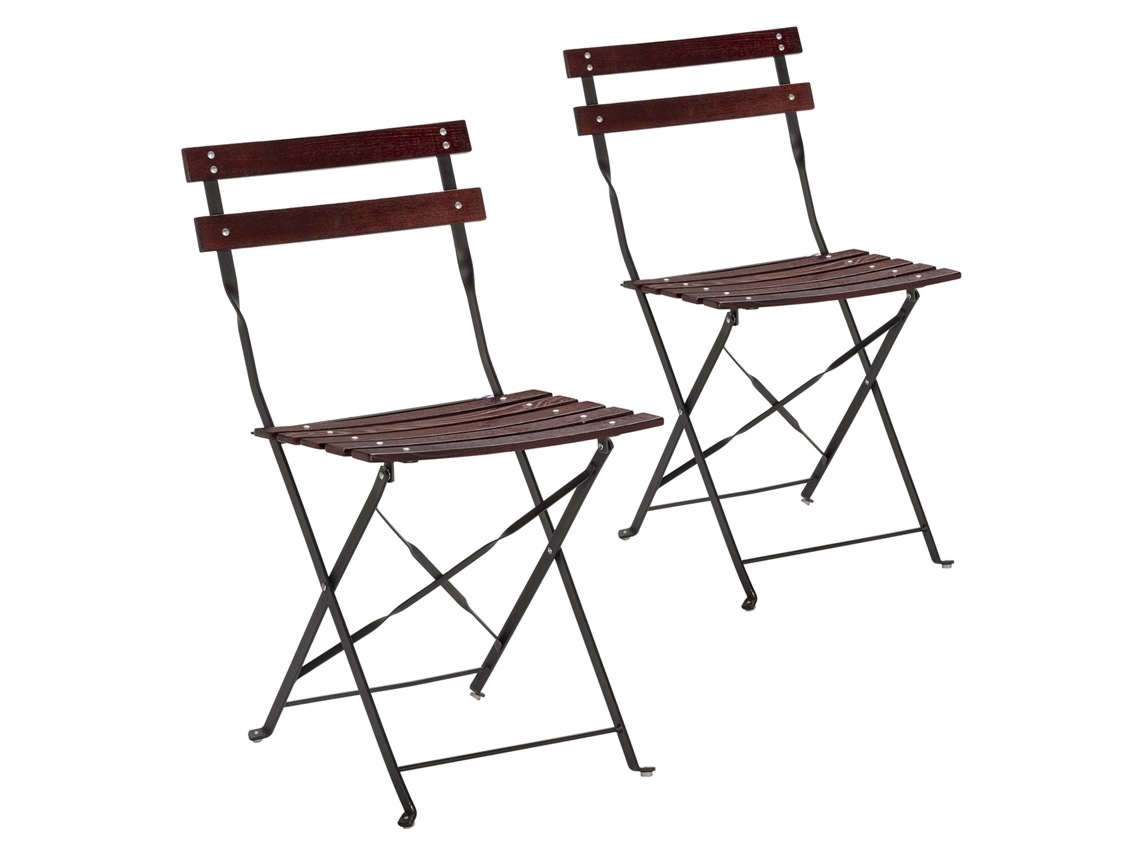 Pack de 2 Sillas Plegables de Jardín Ágata en Madera y Metal Color Negro VS VENTA-STOCK