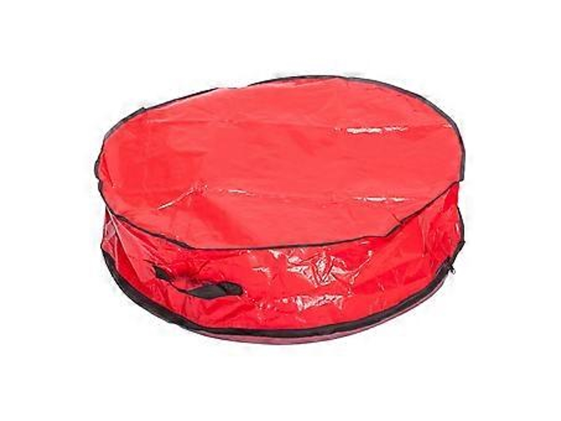 Bolsa para guardar coronas navideñas, duradera, transparente, con doble cremallera, resistente al desgarro y al polvo (roja)