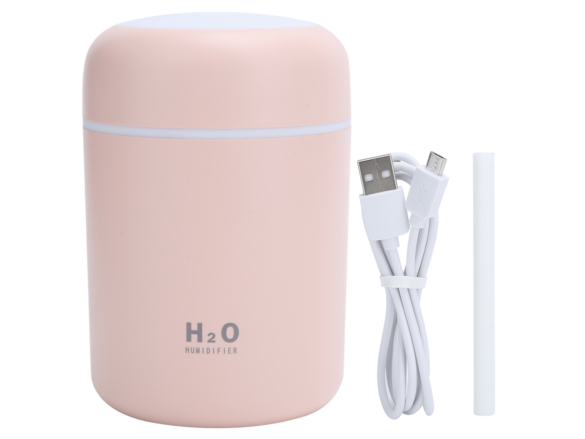 Mini humidificador LED rosa colorido de 300 ml, humidificador de escritorio USB para coche, oficina, dormitorio Truyuety