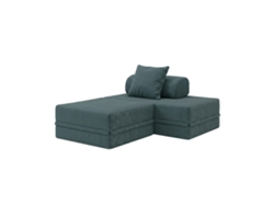 Sofá Modular 2 Lugares + Puff Convertible Veludo Regular Azul Escuro