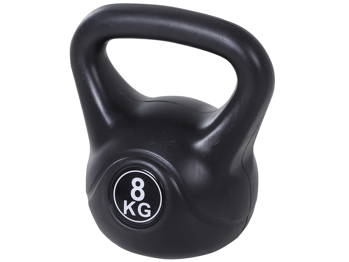 Kettlebell 8kg Mango Ergonómico Entrenamiento Fuerza Fitness Negro