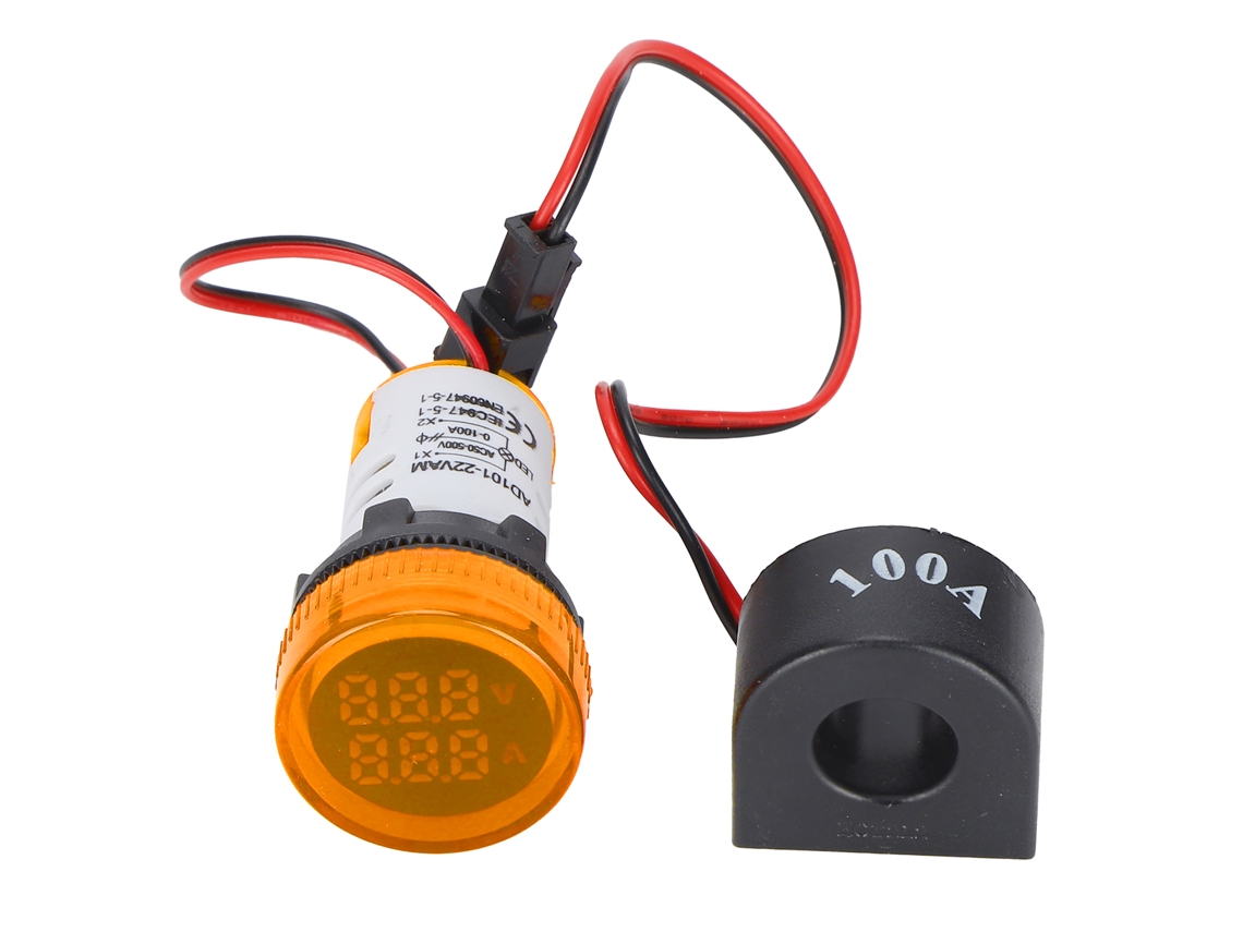 Luz Indicadora De Señal De Corriente Universal Con 2 Pantallas Redondas 60~500v Ca Ad101-22vama