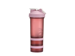 Botella deportiva de 450 ml (rosa, triple capa, antipolvo)