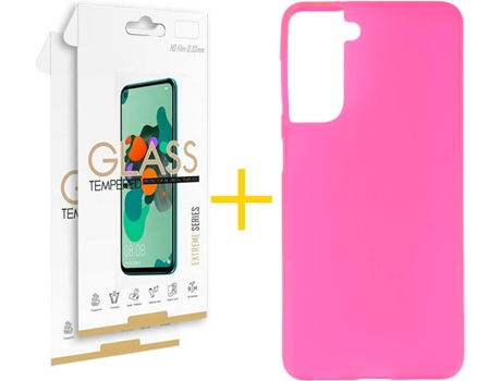 Carcasa + 2 Protectores de Pantalla para Samsung Galaxy S22 Plus 5G SKYHE Rosa