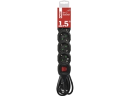 EMOS Cable Regleta 1,5M 5 Tomas Enchufes Giratorios 45º IP20