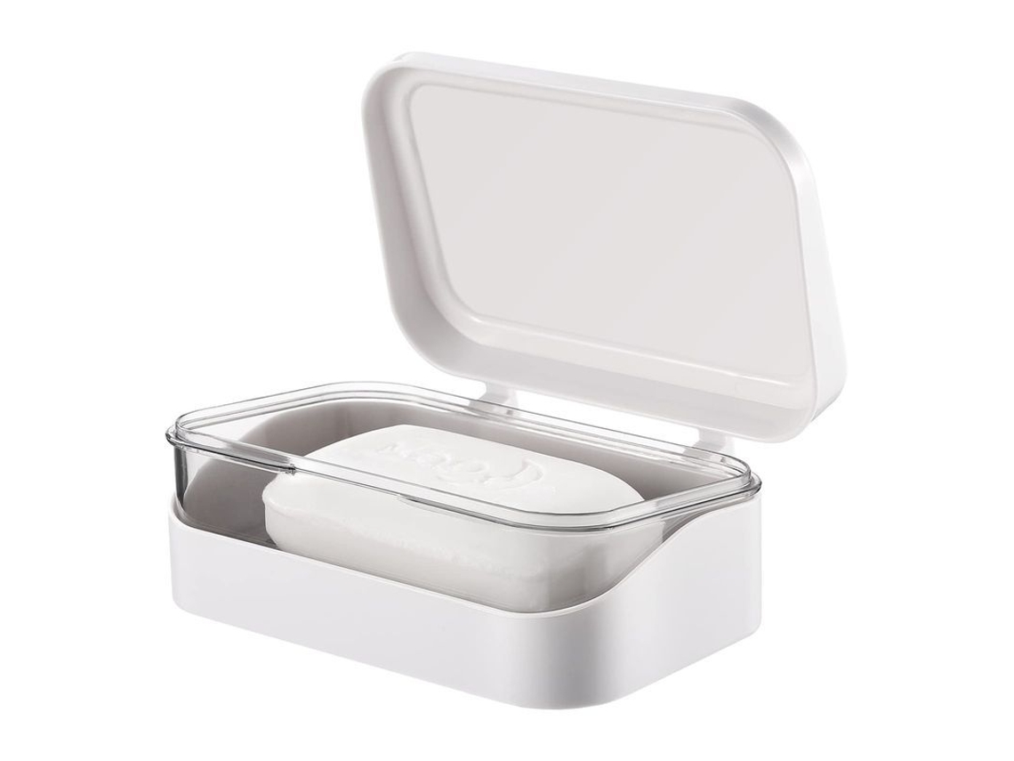 Jabonera De Viaje Con Tapa Y Bandeja De Drenaje Extraíble (blanca) Yhh