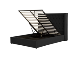 Cama doble BELIANI Lubbon terciopelo negro 170x217x144