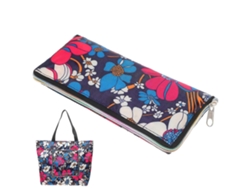 Bolsa de compras plegable de tela Oxford con cremallera, bolsa de almacenamiento portátil para uso diario y al aire libre con un bonito estampado. GOKOCO