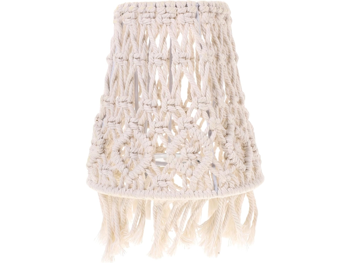 Pantalla De Lámpara De Mesita De Noche De Cuerda De Algodón Beige Bohemio, Protección Ocular, Fácil De Instalar, Para
