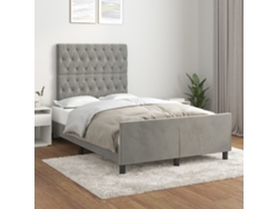 Cama con Plataforma y Cabecero de Terciopelo Gris (120x200 cm)