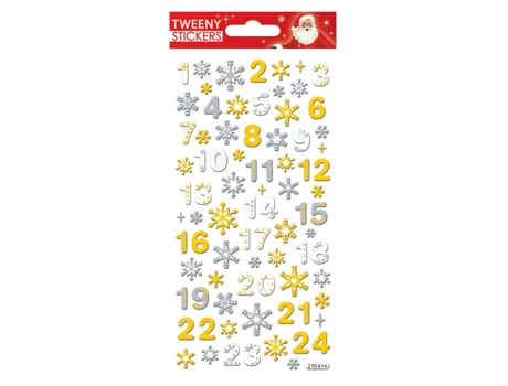 Pegatinas de espuma 3D para el calendario de Adviento - Números y copos de nieve