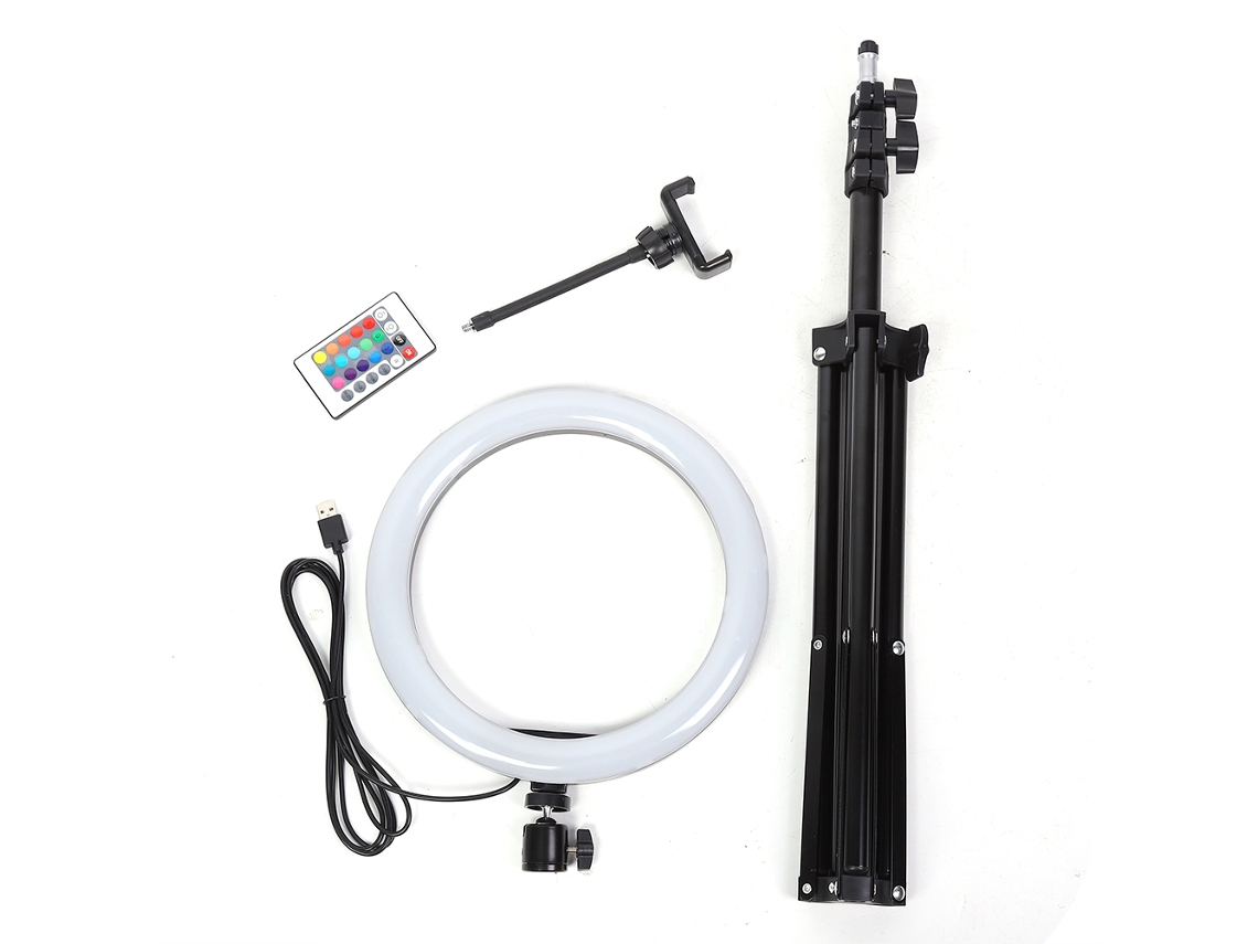 Anillo De Luz Rgb Con Clip De Soporte Para Teléfono Y Trípode Ajustable Para Streaming En Vivo