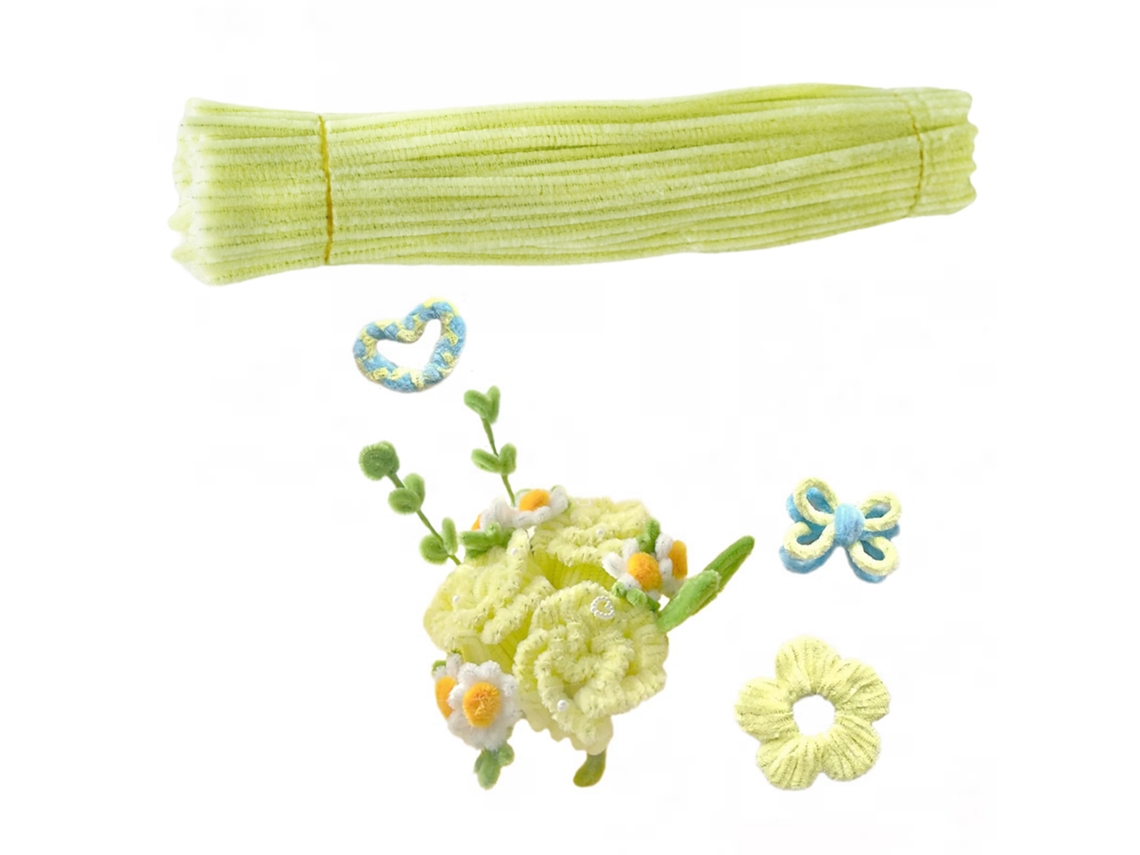 Tiras De Limpieza De Terciopelo De Chenilla Verde De 300 Hilos, Manualidades Para Niños, 0,6 X 30 Cm