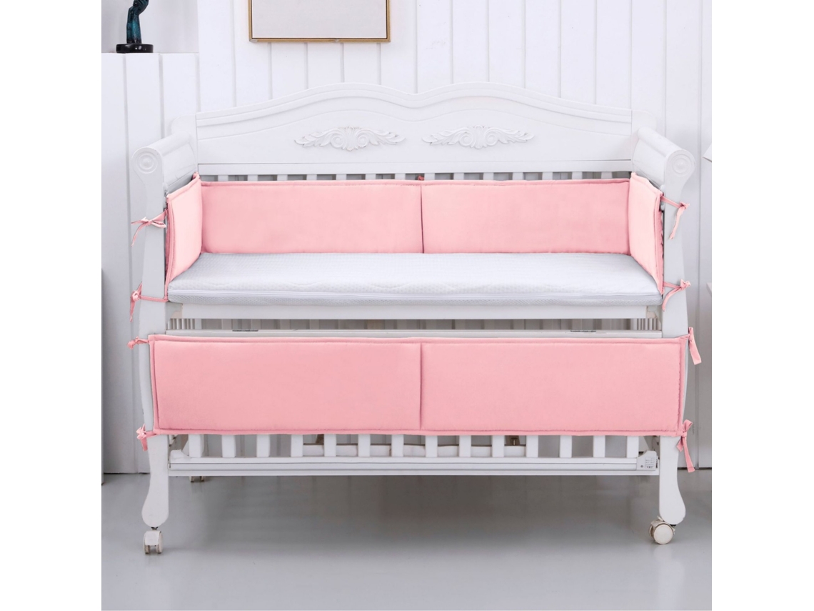 Juego De Protectores De Cuna Panoona 4 Piezas (2 X 132 Cm + 2 X 68,5 Cm) Rosa