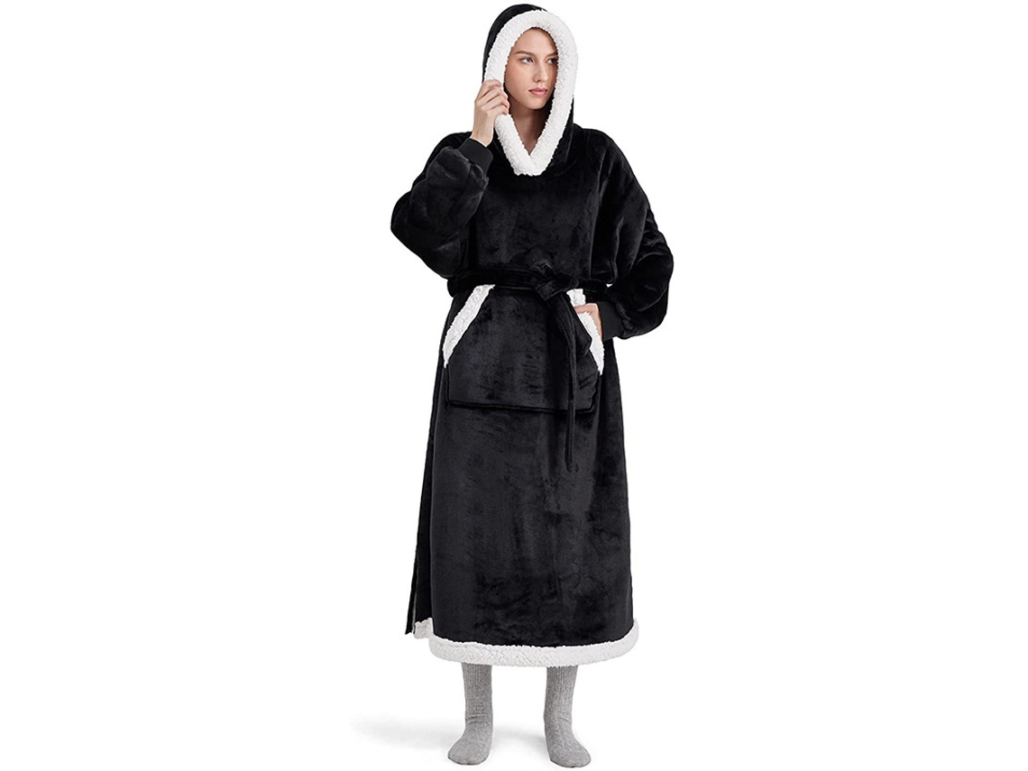 Manta Chrui Sudadera Sherpa Para Adultos, Talla Extra Grande (negra)