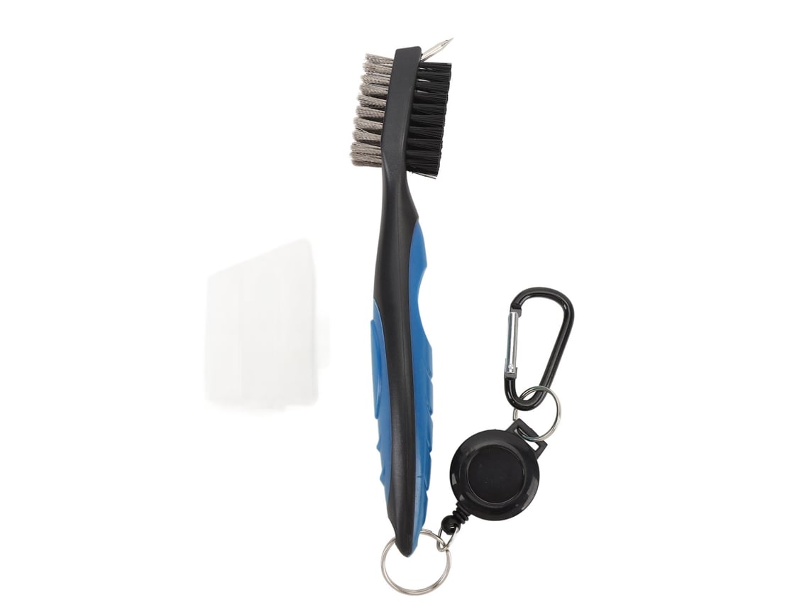 Pincel De Limpeza Para Taco De Golfe Com Cordão Retrátil Bristas De Aço Duas Lado E Cabo Ergonômico Azul