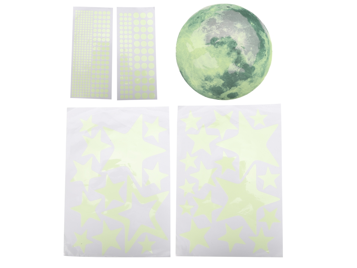 Pegatinas de pared de estrellas lunares que brillan en la oscuridad, decorativas para salas de estar