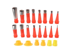 HYMNORA Juego de Boquillas Aplicadoras de Silicona de Acero Inoxidable 16 uds y Base Conectora 6 uds Herramienta de Acabado para Hogar