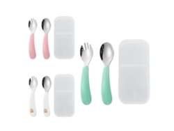 Cubiertos Infantiles - 3 Tenedores y 3 Cucharas en Acero Inoxidable y Silicona TRUYUETY