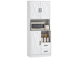 Armário de Cozinha com Portas, Compartimentos Abertos, Gavetas e Prateleiras Ajustáveis, 70x40x180 Cm, Branco ZENCORE SERVICES