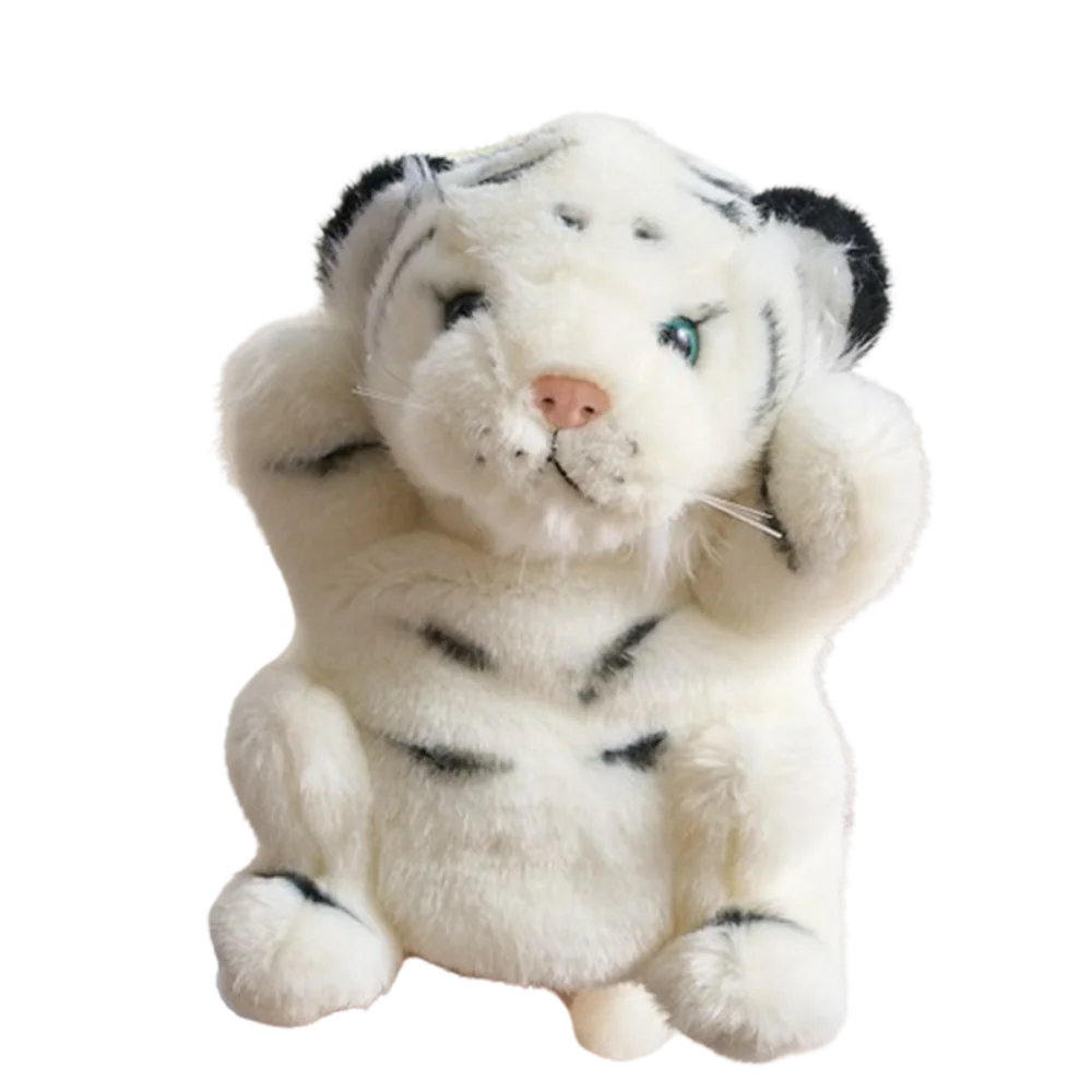(blanco) Marioneta De Mano De Tigre De Peluche, 20 Cm
