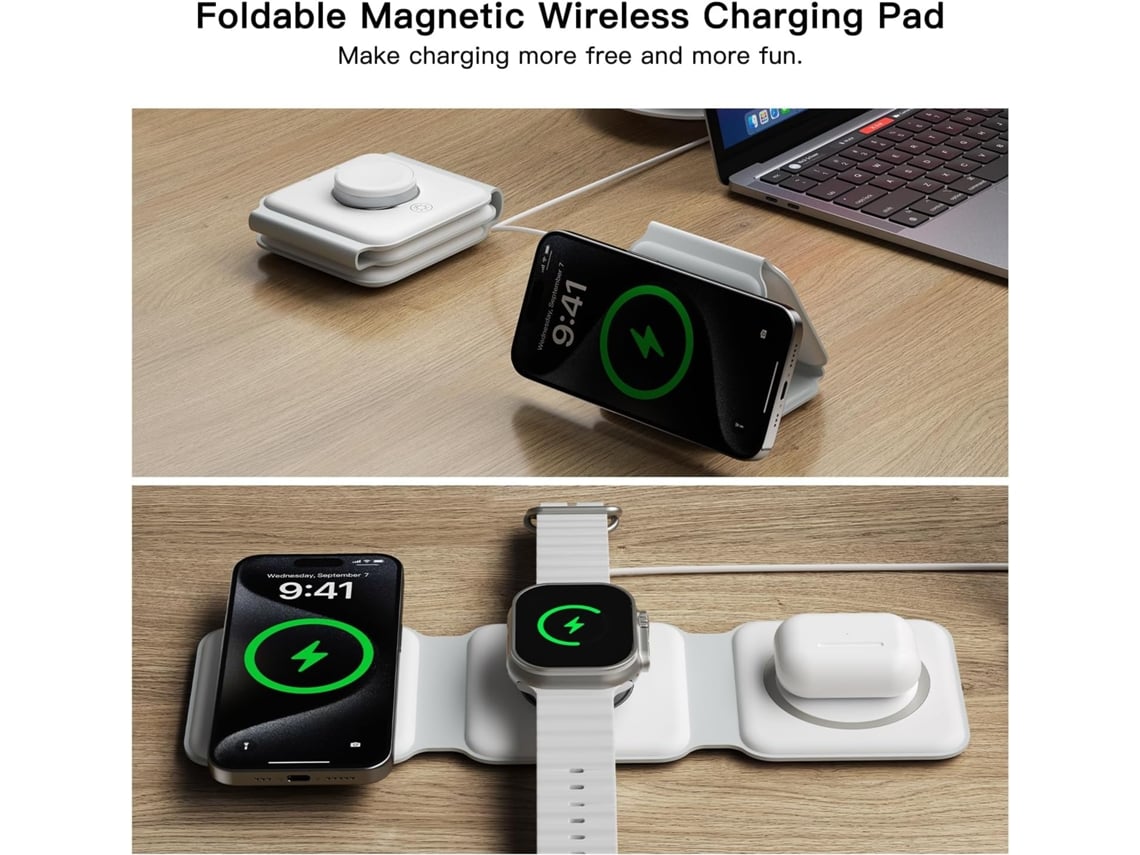 Cargador inalámbrico plegable en 1, estación de carga