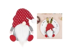 Bolsa organizadora de cubiertos con estampado de gnomos navideños, ideal para decoración navideña. Incluye tenedores y cuchillos. Nostalgia88