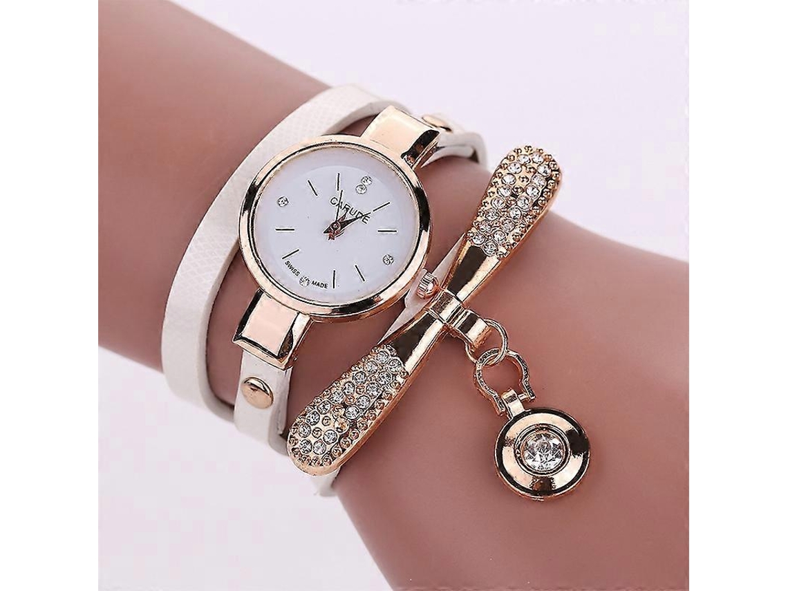 Reloj de pulsera informal con correa de cuero para mujer Hengrongshen