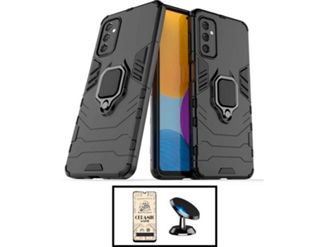 Kit Carcasa Militar Magnética + Protector de Pantalla + Soporte Samsung Galaxy M32 5G G4M Negro