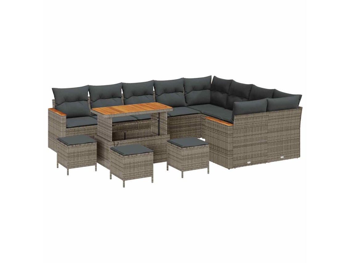 Maison Exclusive - Conjunto De Sofá De Jardín 13 Pcs Gris Rattan De Poliéster