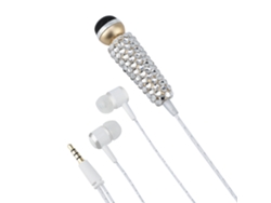 Auriculares Con Micrófono Y Auricular Mini Embebidos Con Diamantes 2 En 1 Para Teléfono Móvil Color Plata