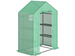 Invernadero Con Puerta Enrollable, Ventana Y Estantes, 143x74x190cm