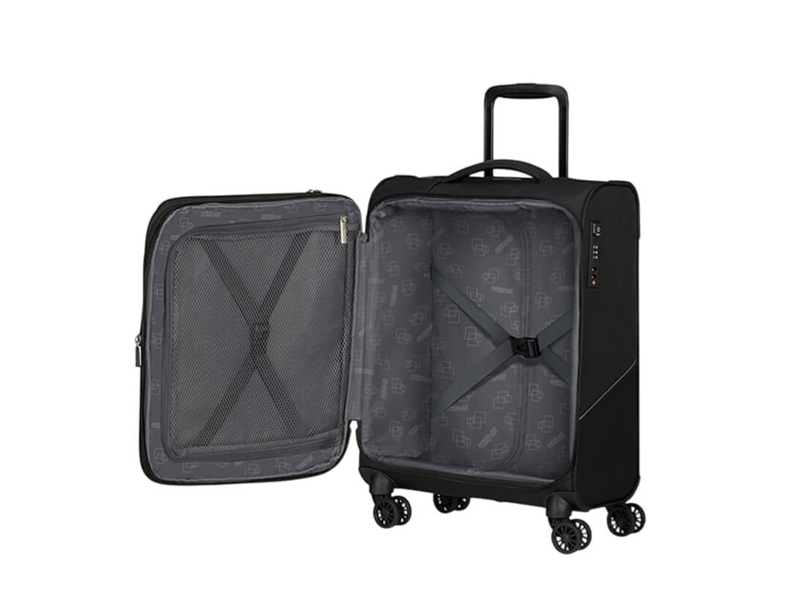 Maleta de Cabina AMERICAN TOURISTER 149498-1041 (Negro - 100 % poliéster - 55 x 40 x 23 cm)