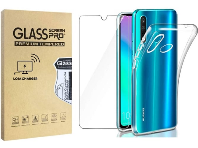 Funda y Protector Cristal Templado Huawei P30 Lite LOJA CHARGER Transparente